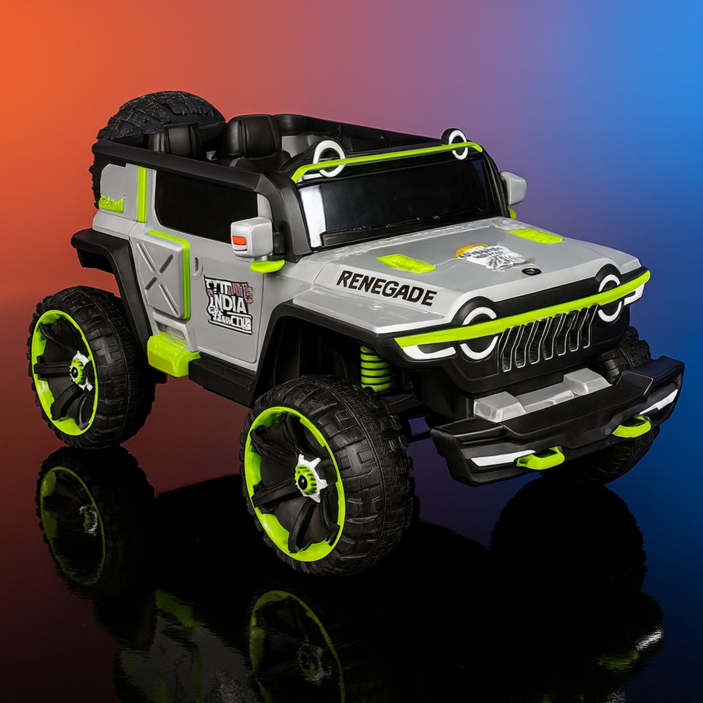 Big Size Rideon Thar, 5 motors, Double Seat, 12v battery, Grey Colour