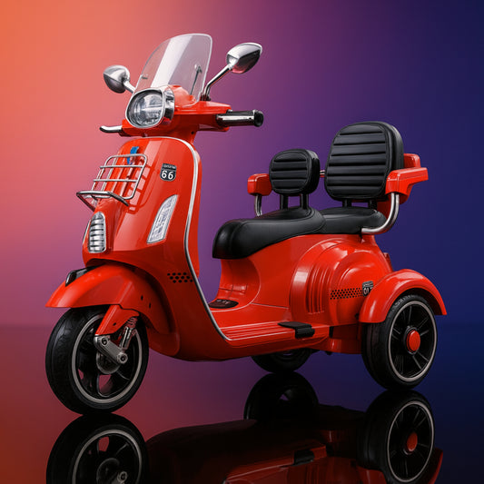 Double Seater Scooty for kids, 12v battery, Remote Control, Red colour