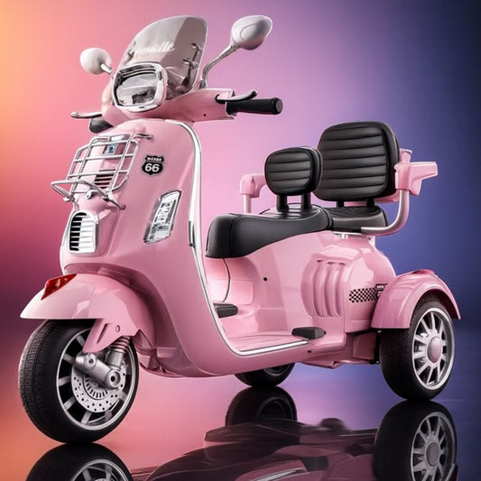 Double Seater Scooty for kids, 12v battery, Remote controler, Pink colour