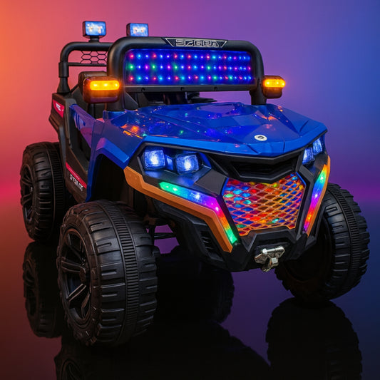 Rideon Jeep for 8 year kids capacity, 12v battery, 4 motors, Blue colour