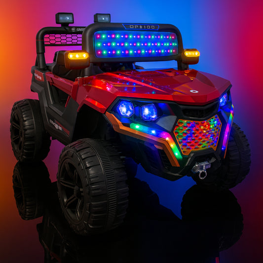 Rideon Jeep for 8 year kids capacity, 4 motors, 12v battery, Red colour