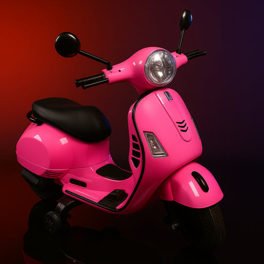 Vespa Scooty for 6 year kids capacity, Leg accelerate, 12v battery, Pink colour